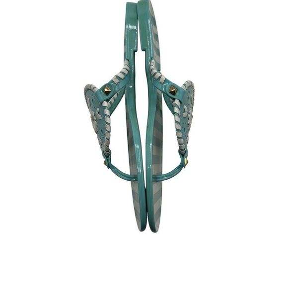 Jack Rogers Georgica Striped Jelly Flip Flop Turquoise/White Size 8 - Picture 9 of 9